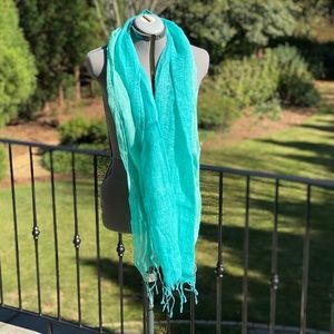 Two's Company Turquoise Ombre Linen Scarf EUC